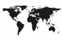 GREAT ART® Fototapeta – mapa świata czarno-biała 210 cm x 140 cm
