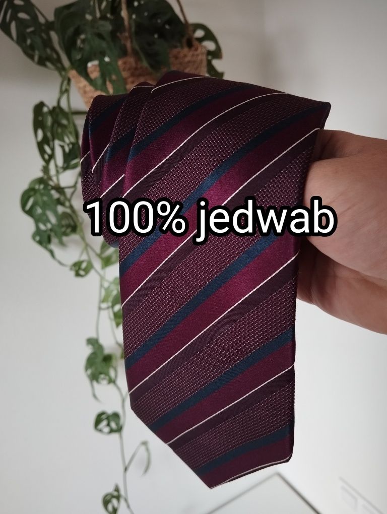Krawat jedwabny 100% silk, 8,5cm, w paski, Collezione