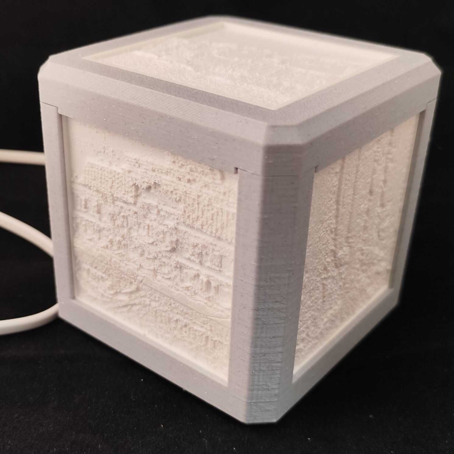 Lâmpada em forma de cubo de litofania - personalizável
