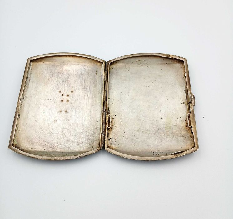 Papierośnica srebrna zabytkowa z herbem srebro p925 i złoto 18k unikat