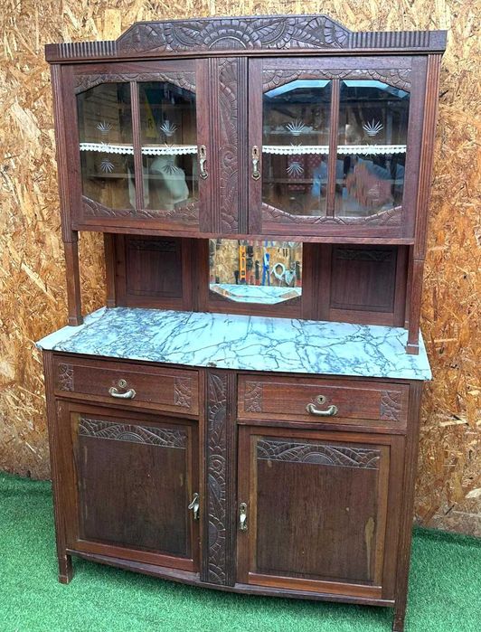 Louceiro antigo em perfeito estado, tampo em marmore; 49X126X194 cm