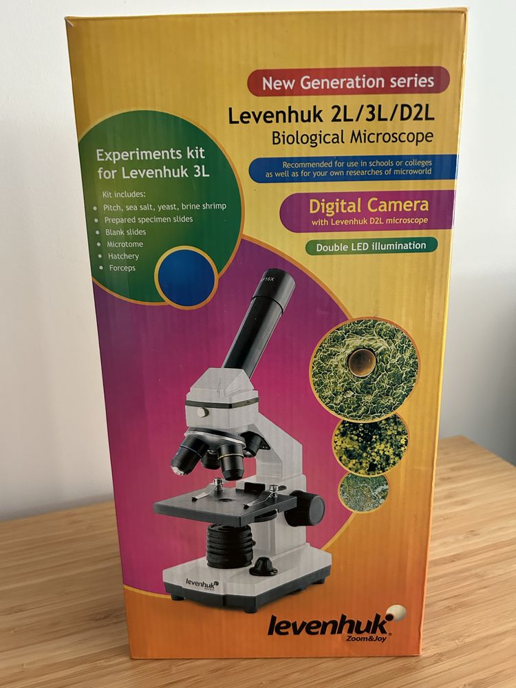 Mikroskop Levenhuk 2L/3L/D2L oraz preparaty biologiczne