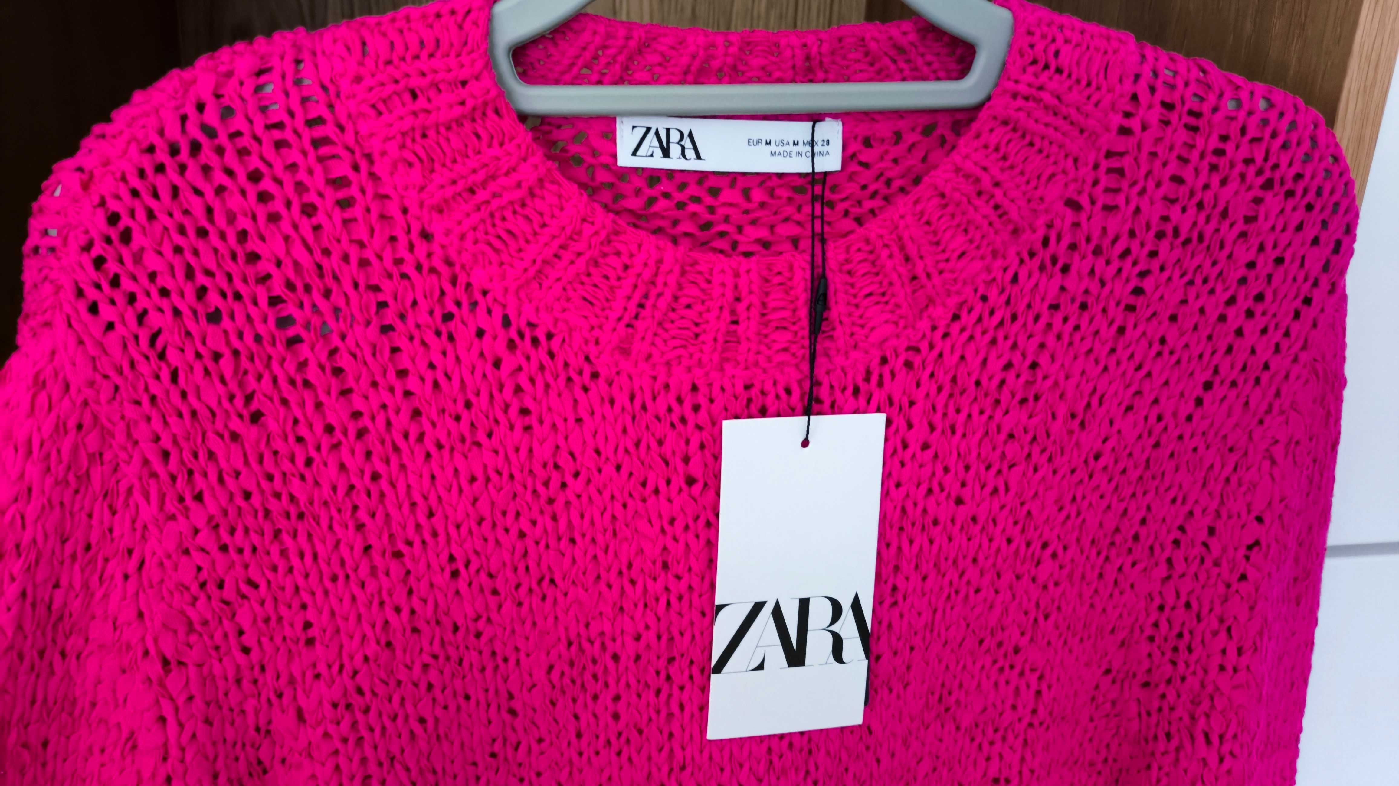 Sweter Zara M Sweterek fuksja