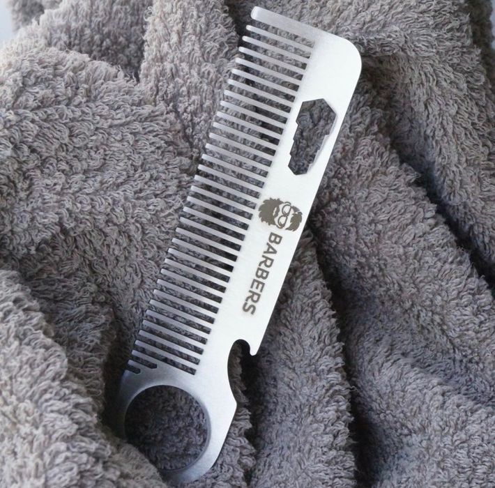 Металлическая расческа для бороды и волос Barbers Metal Comb