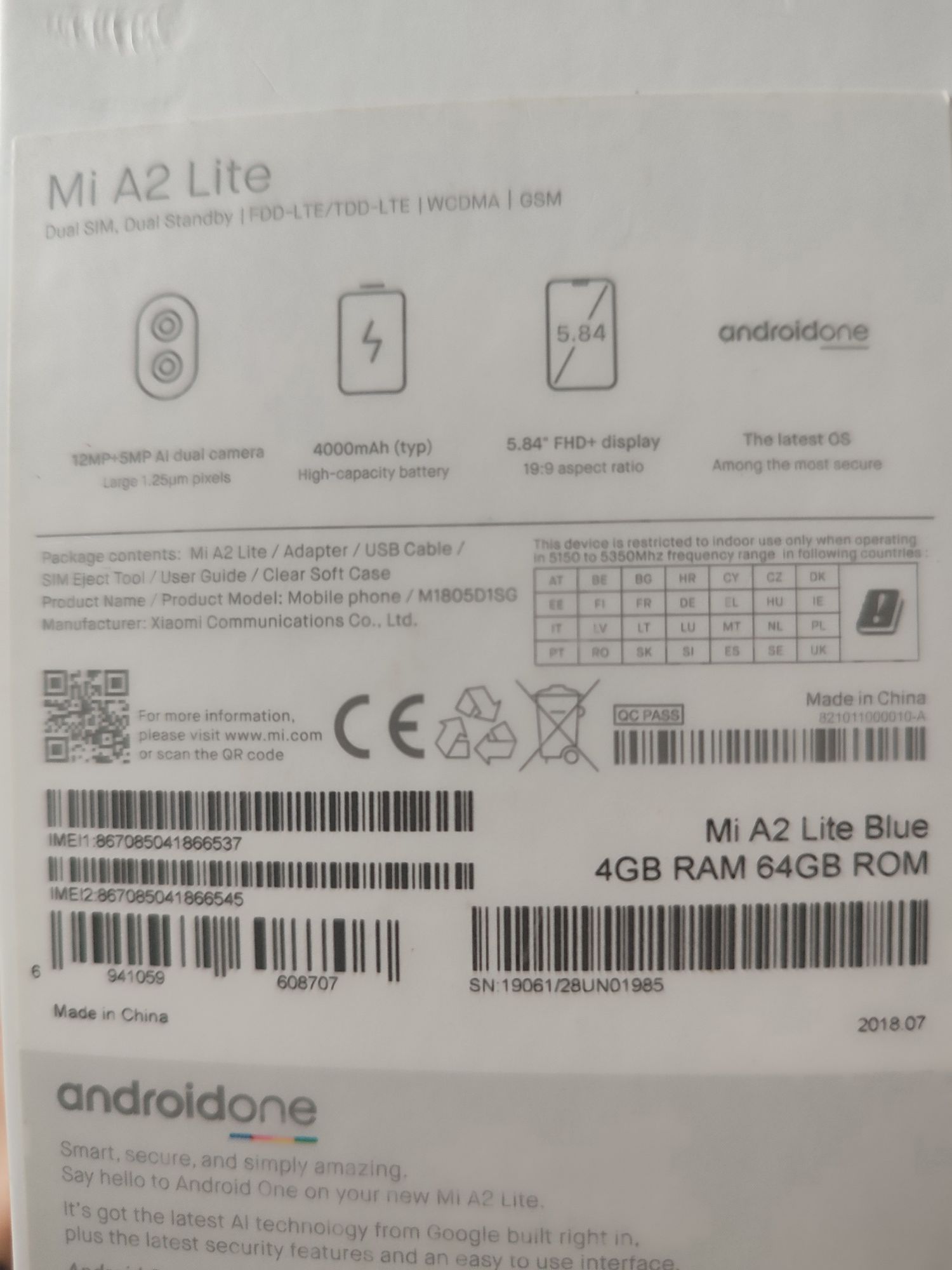 Xiaomi mi a2 lite 4/64 gb blue