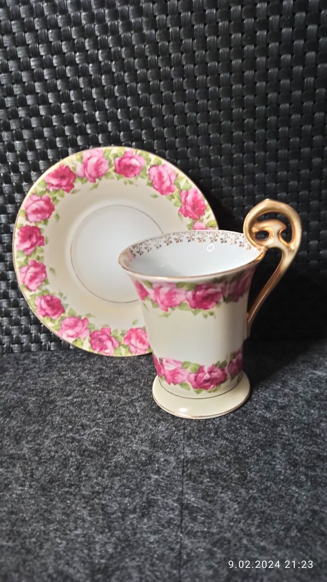 Porcelana Bawaria Fason ROSENTHAL Duo do Kakao  Dekor Róża Francuska