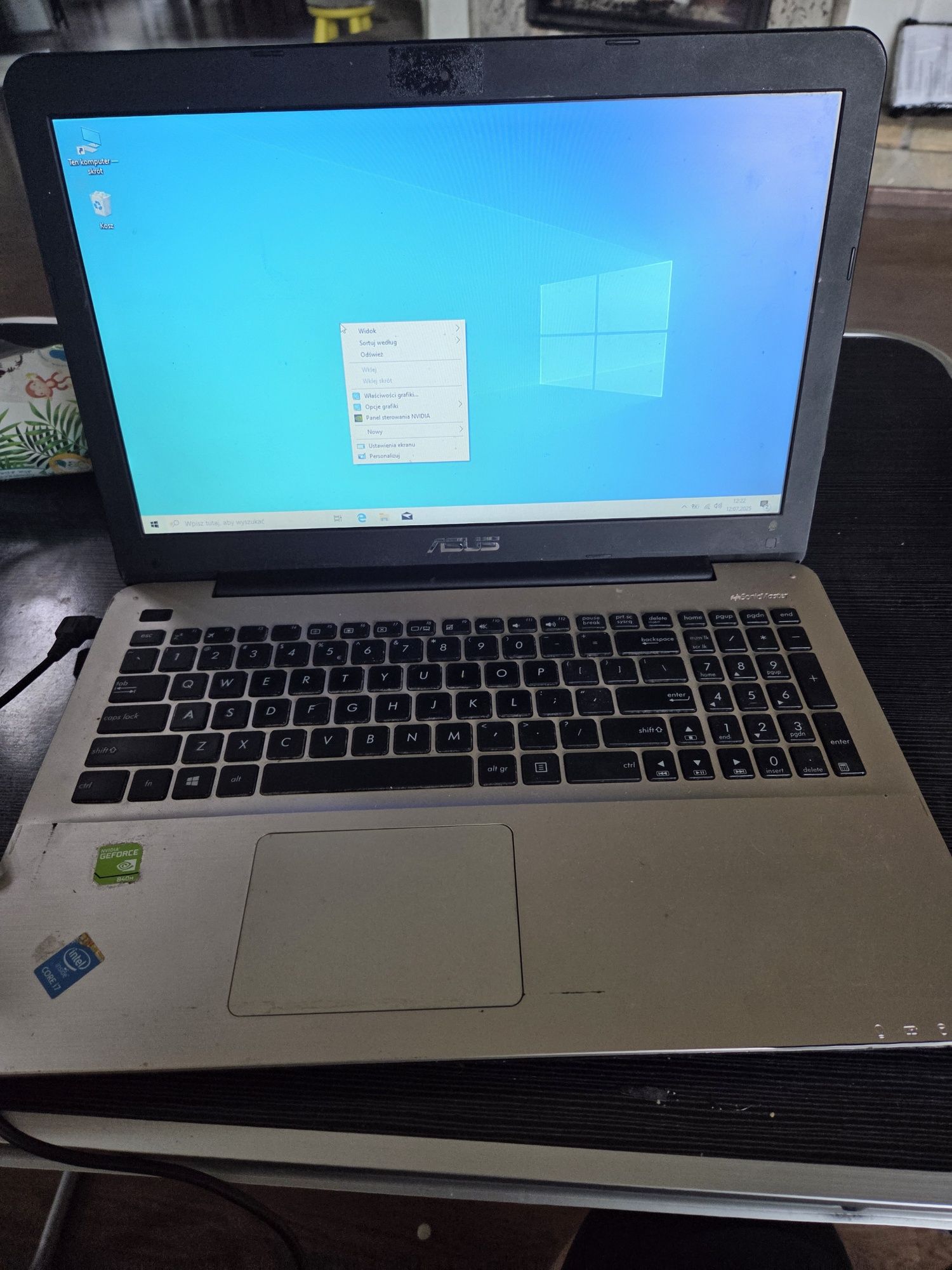 Sprzedam do GIER Asusa F555L i7 gen 4 / 8GB / 120GB / Geforce 840M  /