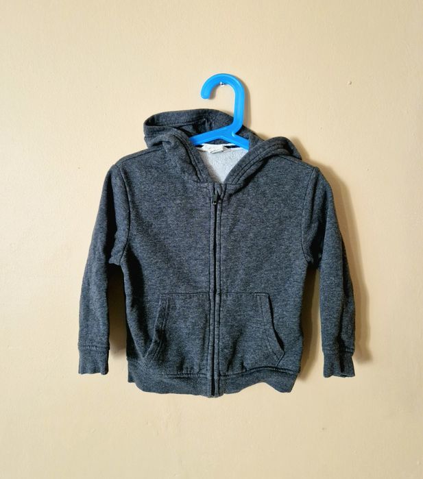 Ciepła Bluza Rozpinana z Kapturem / Kolor grafitowy / Rozmiar 98/104