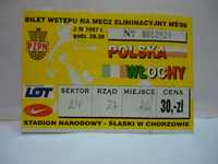 Polska-Włochy bilet wstępu , 02.04.1997.