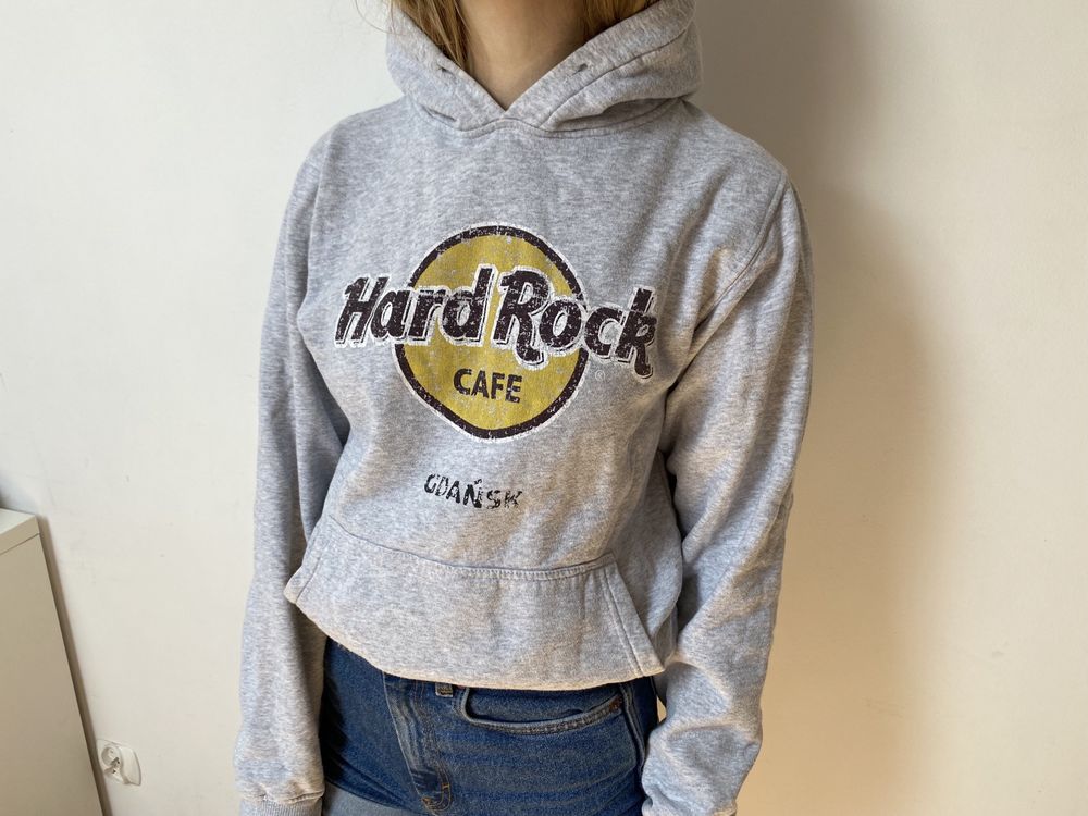 Szara bluza kangurka z kapturem Hard Rock Cafe Gdańsk S 36