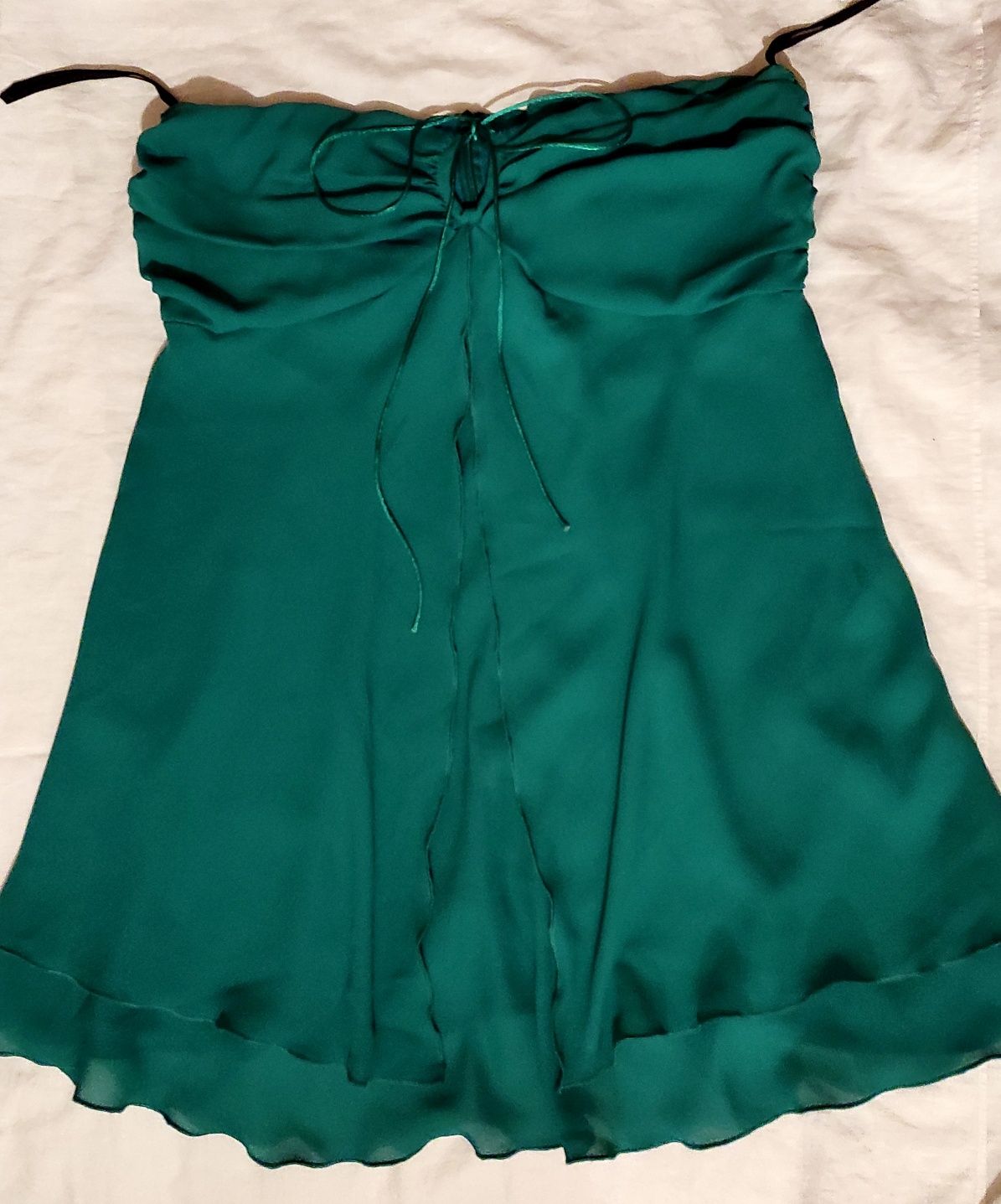 Retro szmaragdowa zieleń sukienka r. 36 38 S M tunika warstwowa H&M