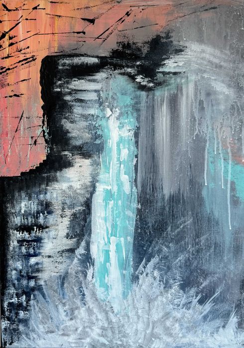 Obraz abstrakcyjny „Przepływ” 50x70 – rękodzieło, akryl na płótnie