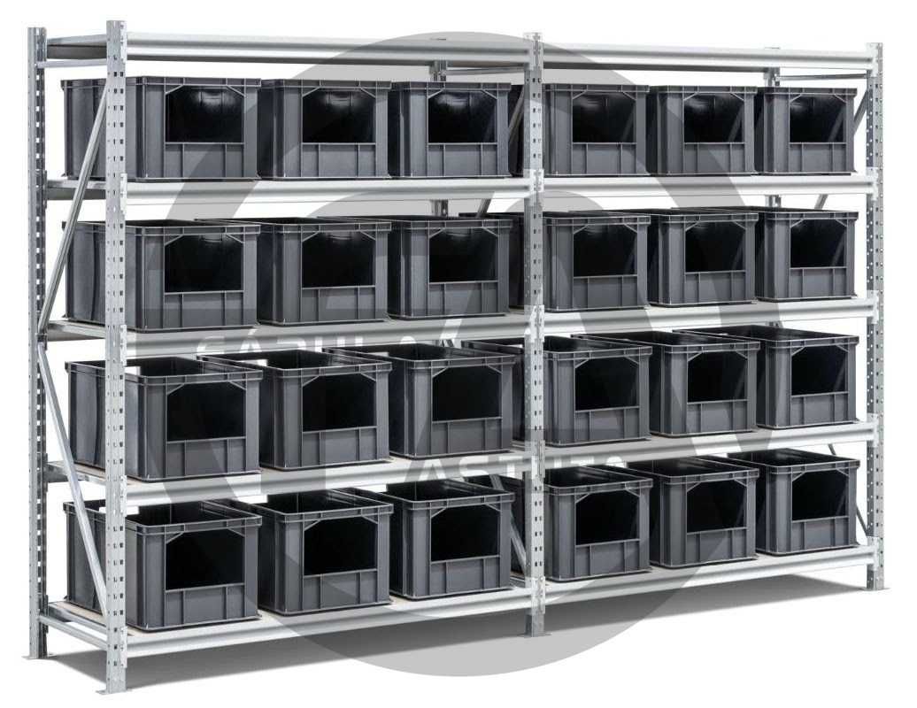 Caixa armazenamento empilhável com abertura frontal