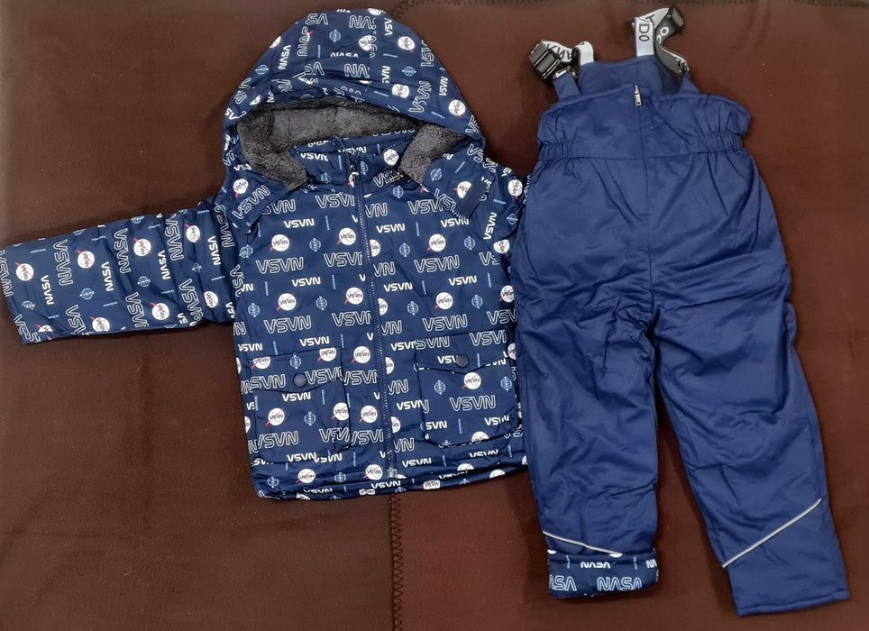 Kombinezon dwuczęściowy zimowy narciarski na sanki 98/104 VSVN granat