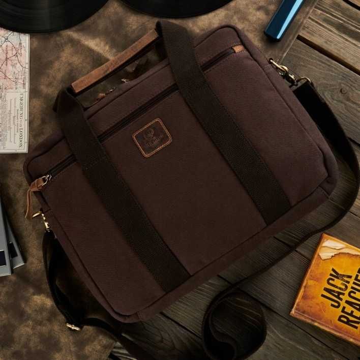 Torba na laptopa miejska, brązowa torba podróżna na walizkę brązowa A4