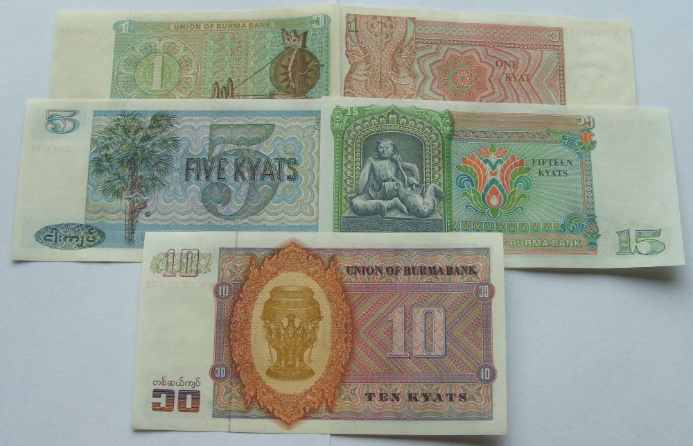 Banknoty BIRMA - Z PACZKI BANKOWEJ - Zestaw Kolekcjonerski