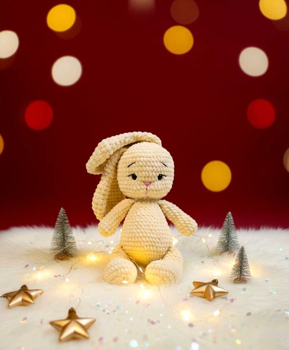 Плюшевий зайчик, в'язаний зайчик, зайчик ручної роботи