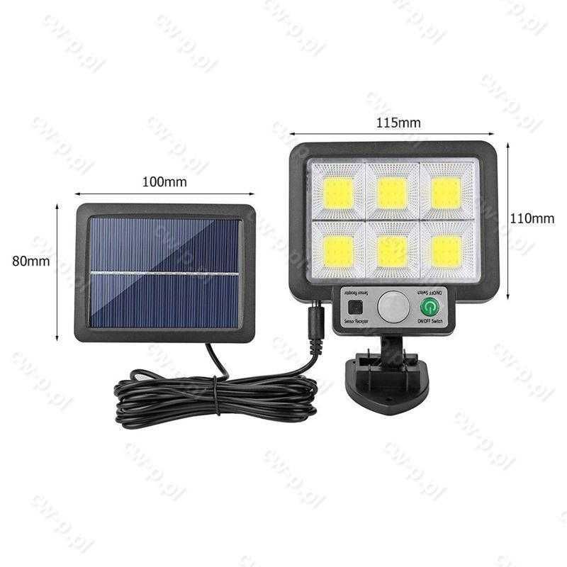 2x LAMPA SOLARNA 72LED COB 120W IP65 z czujnikami Ruchu i Zmierzchu