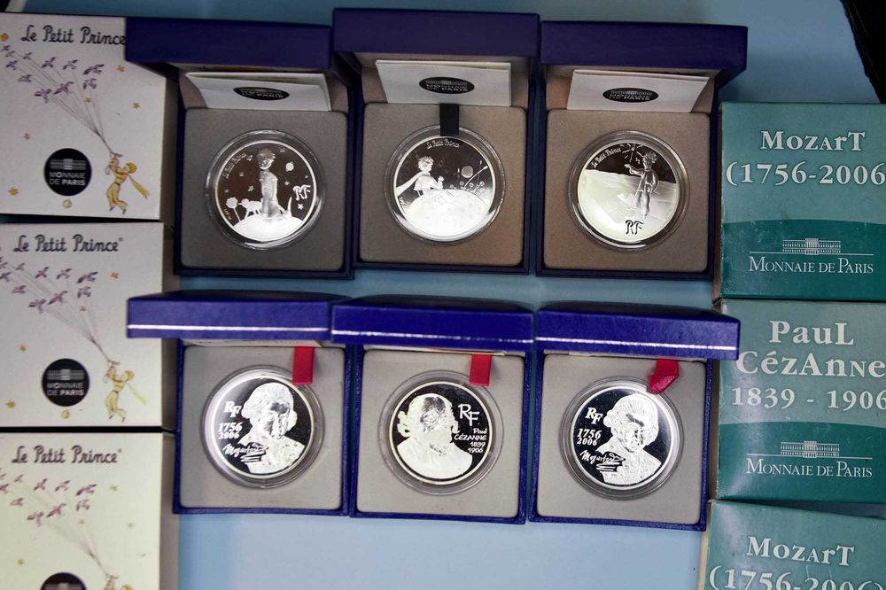 Zestaw Srebrnych Monet Mały Książe Mozart, Cezanne - Francuskie
