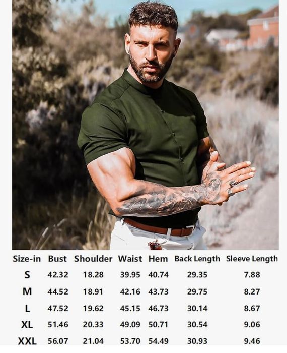 Koszula męska z krótkim rękawem, ciemna zieleń, rozmiar XL, URRU