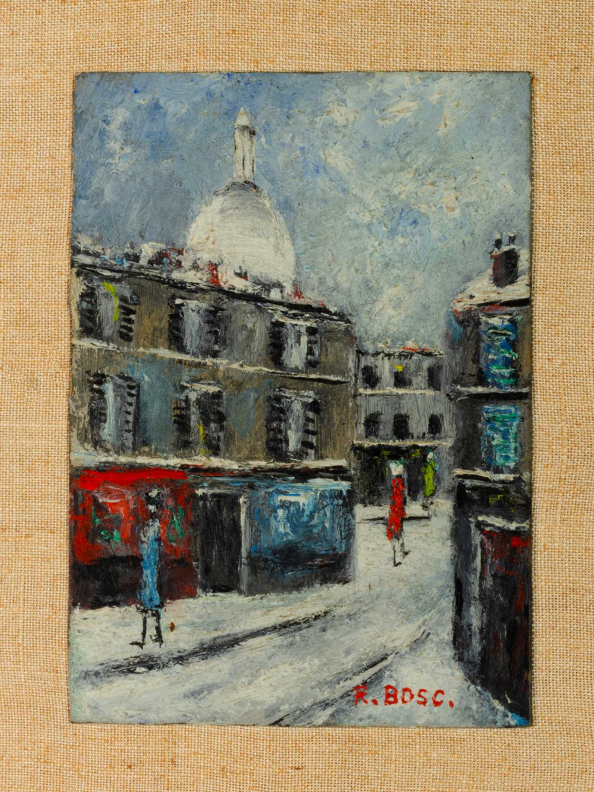 Pintura Paris neve Montmartre Impressionismo R Bosc | século XX