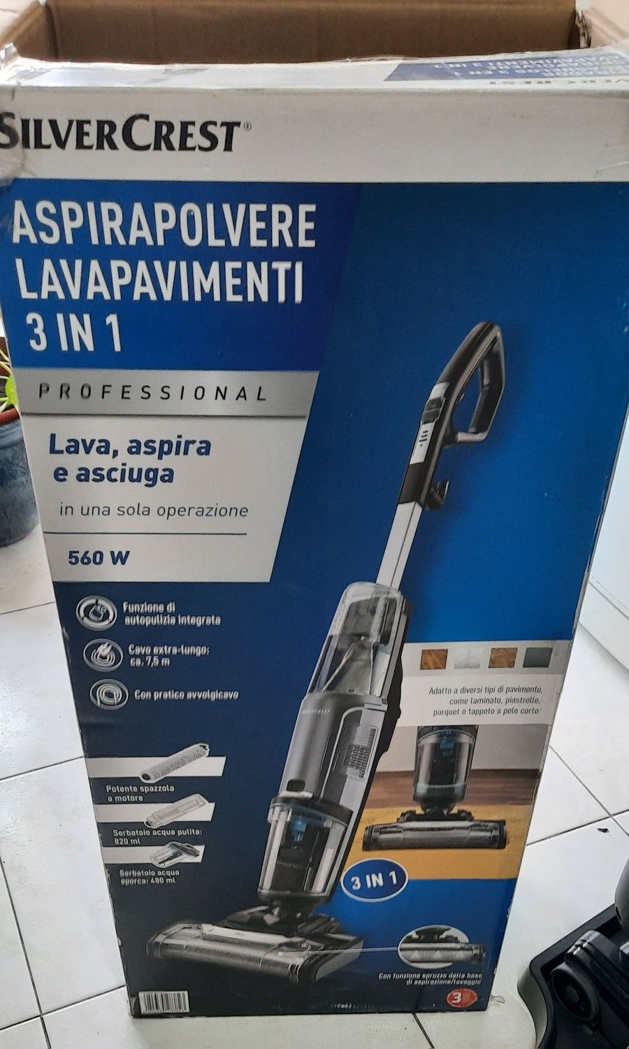 Aspirador 3 em 1, aspira, lava e seca da SilverCrest como novo
