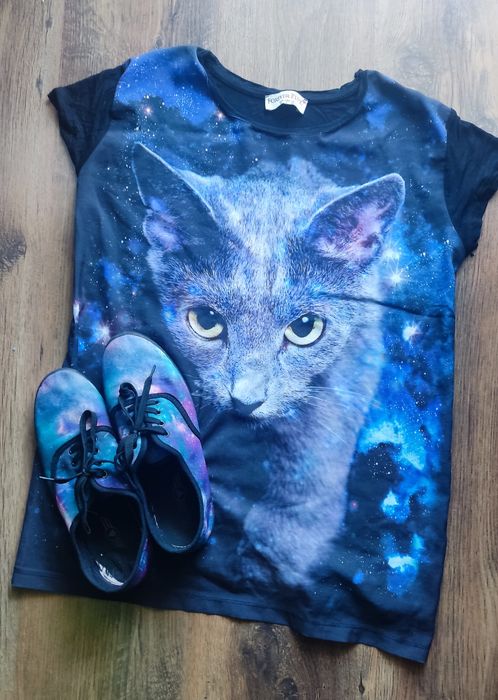 Zestaw kociara kot koszulka tshirt kosmos galaxy tenisówki 39 rave