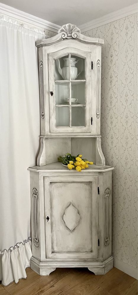 Witryna narożna, kredens narożny prowansalski, shabby chic