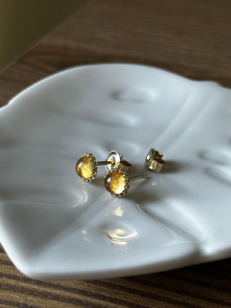 Złote kolczyki z naturalnymi cytrynami 1.28 ct MyOnyks marokański sen
