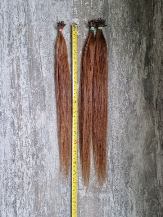 Włosy dziewicze farbowane naturalne kasztanowy brąz 40 g 40 cm