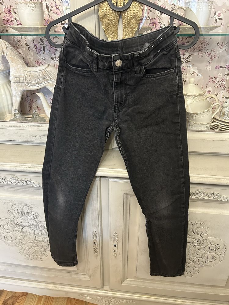 Czarne jeansy rurki H&M r 146