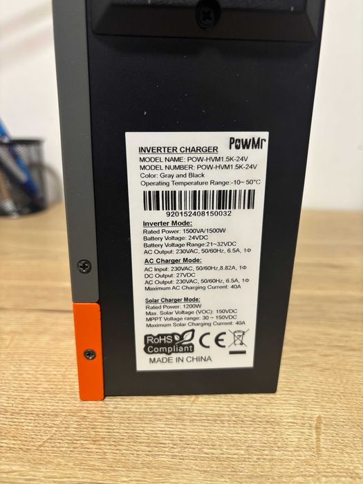 Гібридний інвертор Powmr POW-HVM1.5K-24V, 24 В, 1500 Вт