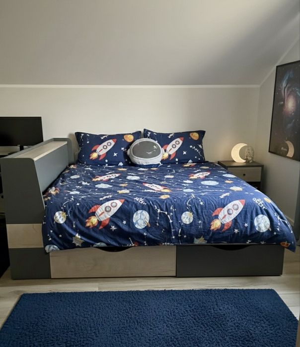 Łóżko 120x200, zewnetrzne 123x235 z szufladami