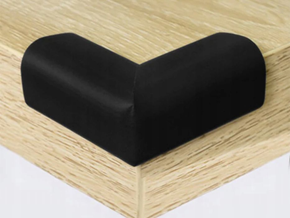 Narożniki piankowe osłona rogi meble kanty mebli czarne przylepce x4