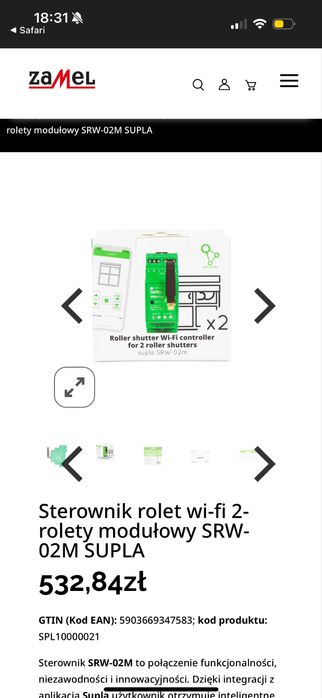 Sterownik rolet wi-fi 2-rolety modułowy SRW-02M SUPLA