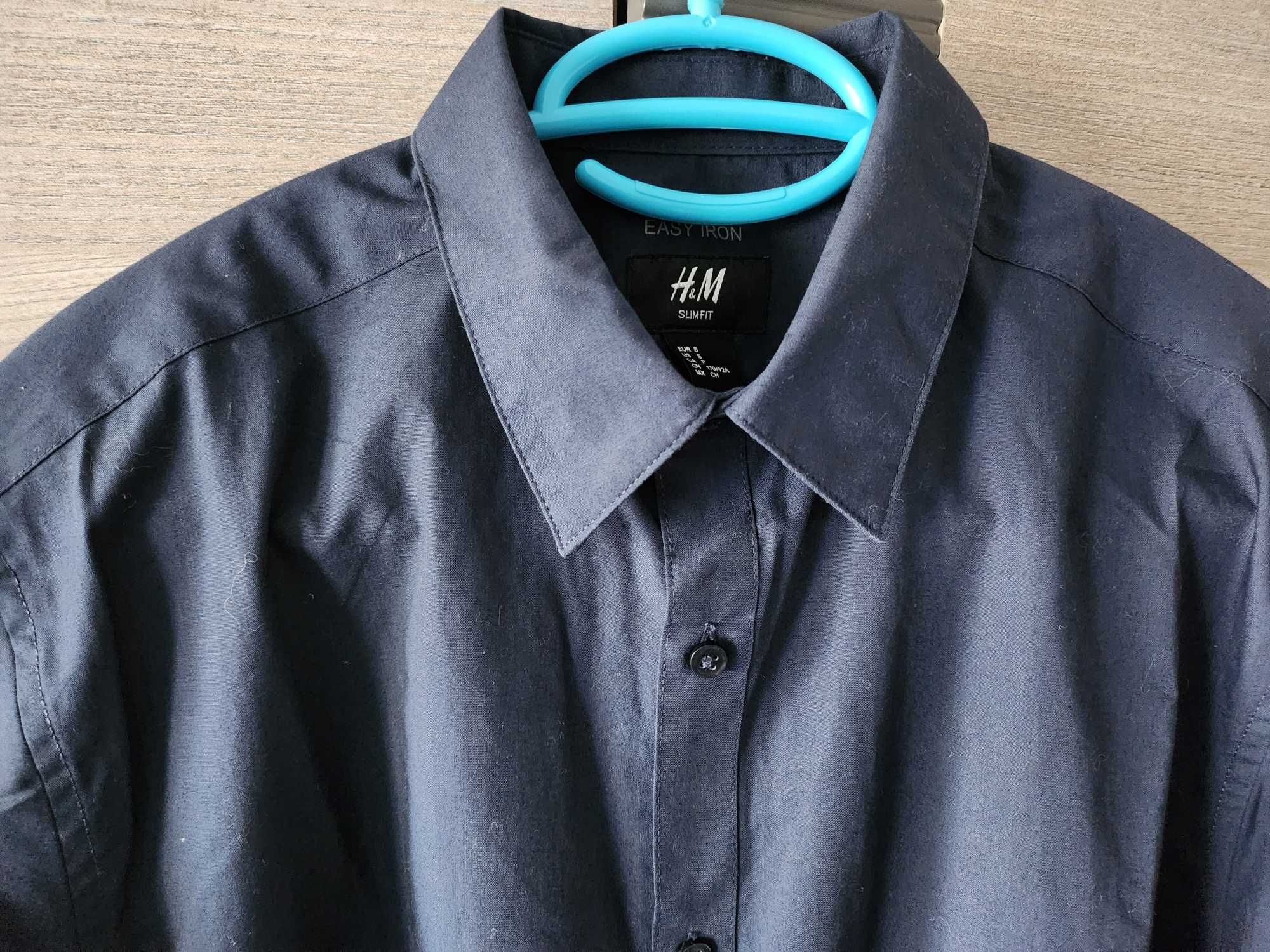 Koszula męska H&M, SLIM FIT, ciemnogranatowa, rozmiar S