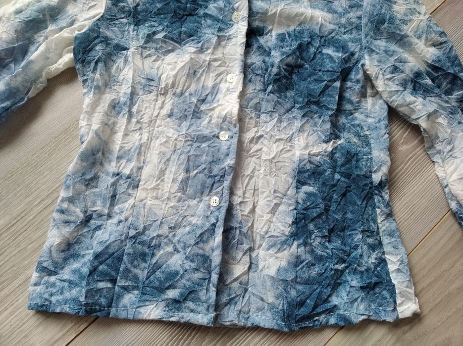 Koszula damska z długim rękawem niebiesko biała vintage blue sand M/38