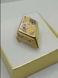 Zloty pierścionek ażurowy kwiaty, złoto 585 r.19