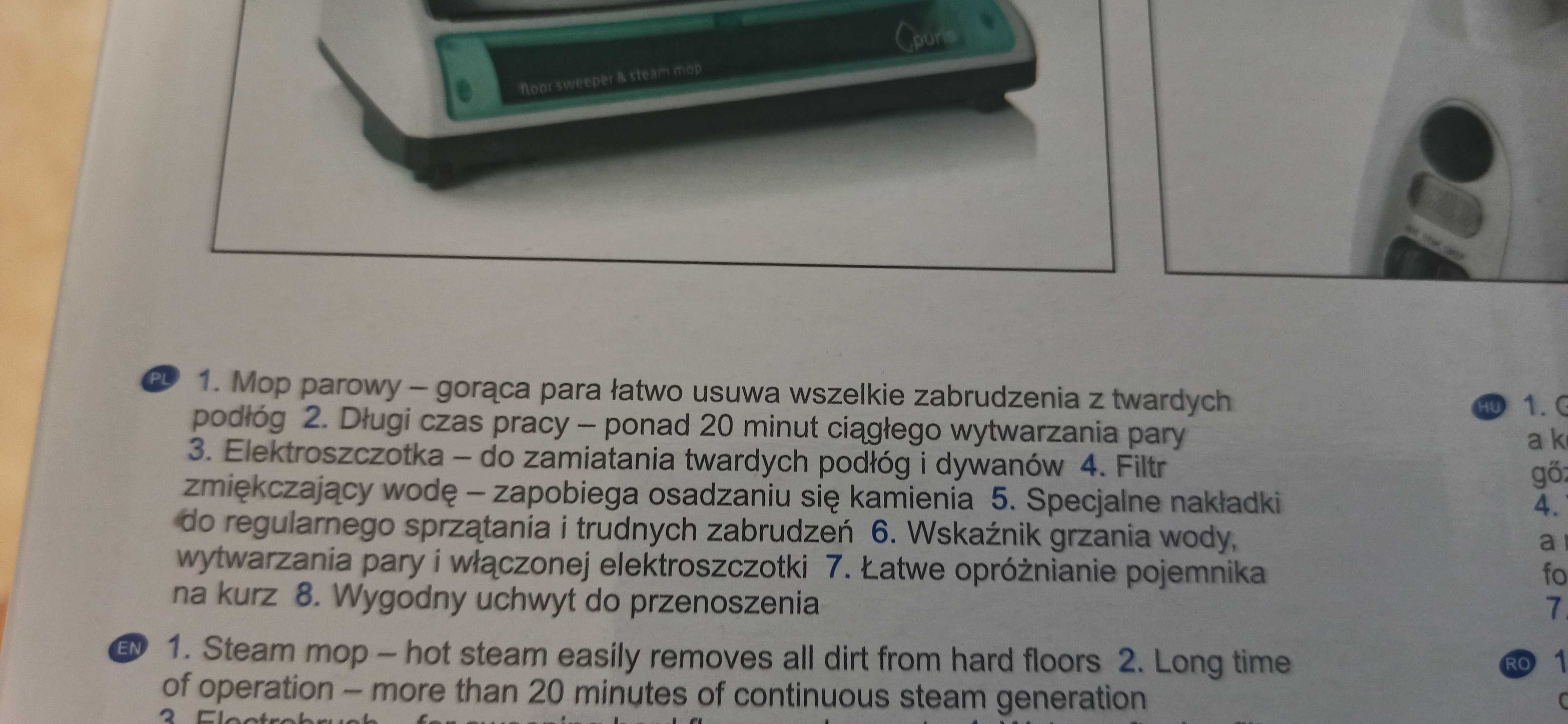 Sprzedam mop parowy z elektroszczotką Zelmer