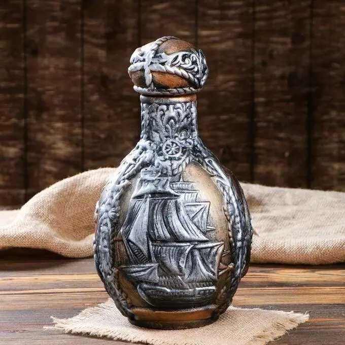 Подарочный набор для алкоголя Морские Картинки на 2 литра с рюмочками