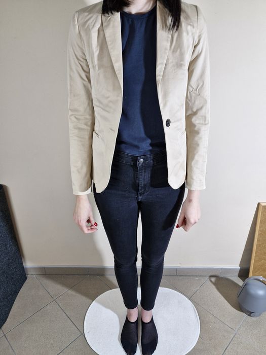 Zara Basic Elegancka Marynarka Beżowa Rozmiar XS