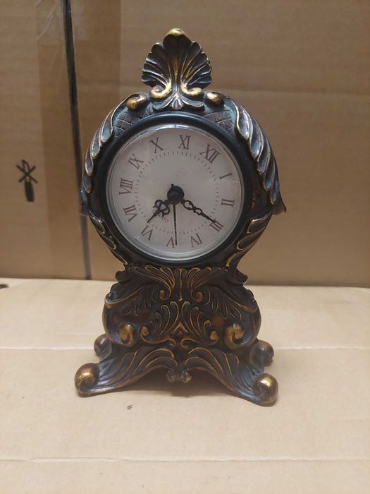 Zegar mosiężny na baterie, antyk 5, sprawny na bateria AAA