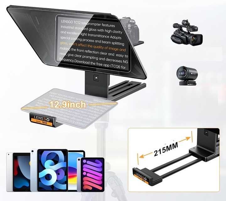 Prompter Teleprompter Monitor Podglądowy VLOG na Aparat Tablet  12,9''