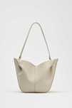Torebka ZARA ecru kremowa mała 6204/610 TORBA SHOPPER Z MARSZCZENIAMI