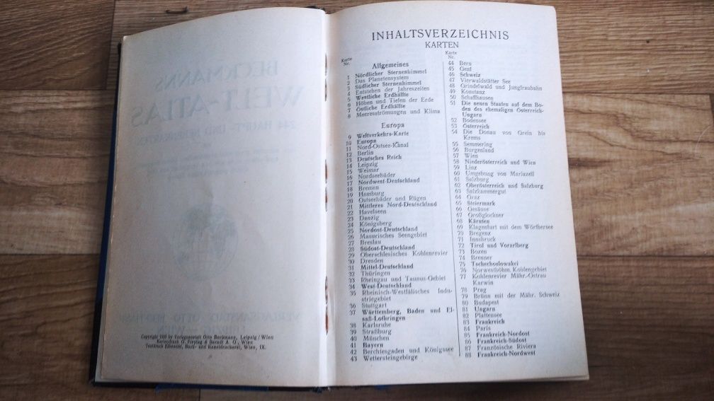 Stara książka Welt Atlas Beckmanns 1929