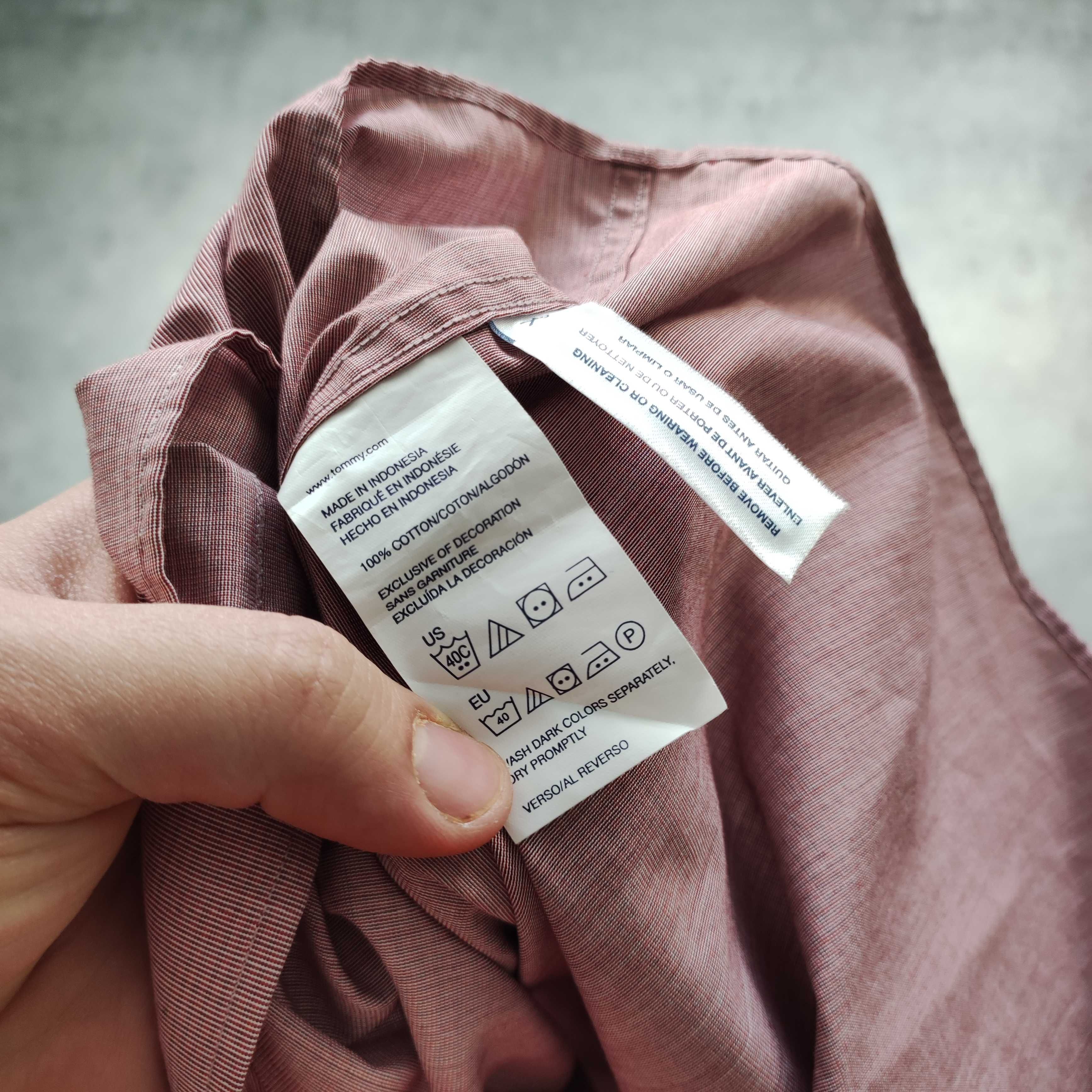 MĘSKA Elegancka PREMIUM Koszula Bawełna Tommy Hilfiger Pudrowy Róż