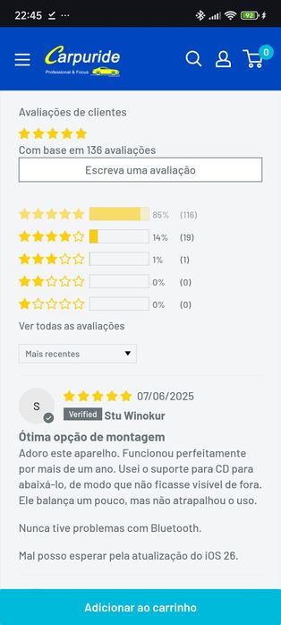 Ecrã Touch 9" para carro - marca CARPURIDE W901 PRO