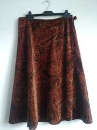 Spódnica paisley welurowa vintage retro czerwona bordowa do kolan
