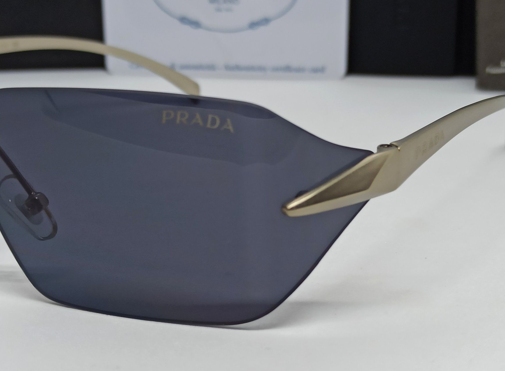 Prada SPR A55 очки женские темно серые дужки серебро  безоправные