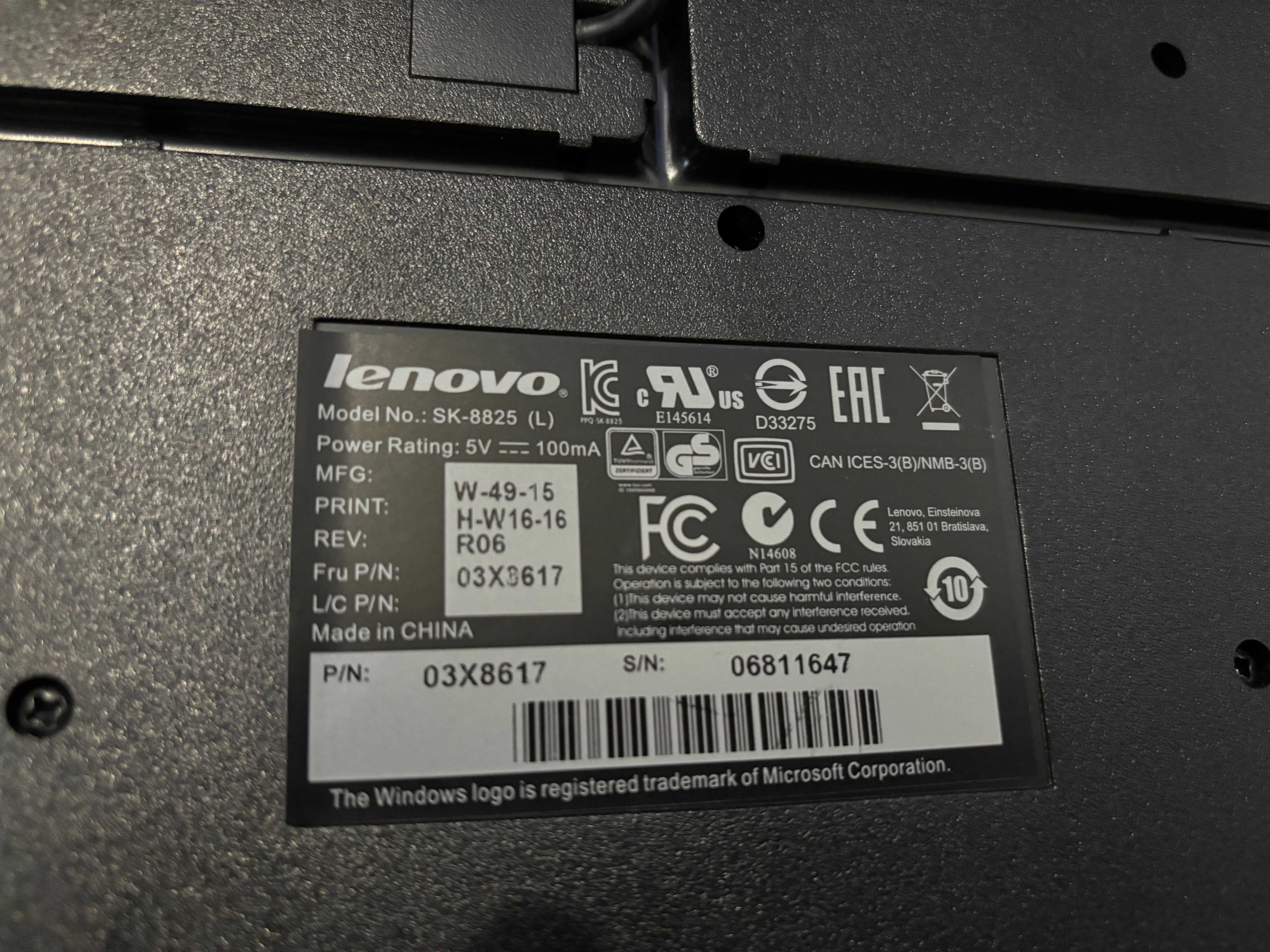 Teclado Lenovo SK-8825 - Como novo